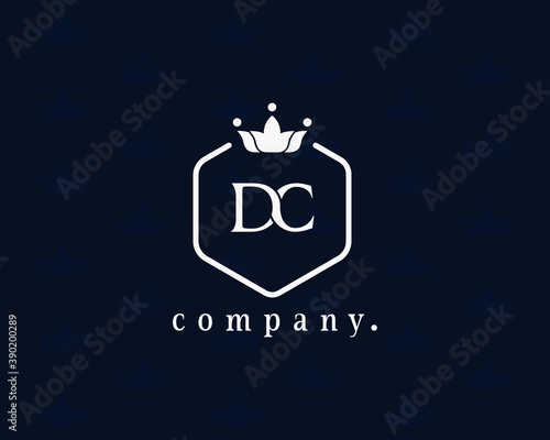 Creative letter D and C joint graceful logo. Elegant emblem and beautiful calligraphy. The hexagonal vintage symbol for book design, brand name, business card, restaurant, boutique, hotel, cafe, badge