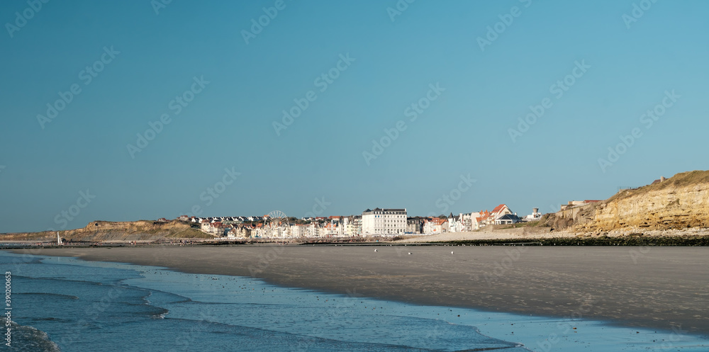 Panoramic view of the seaside town of Wimereux on the French Opal Coast.