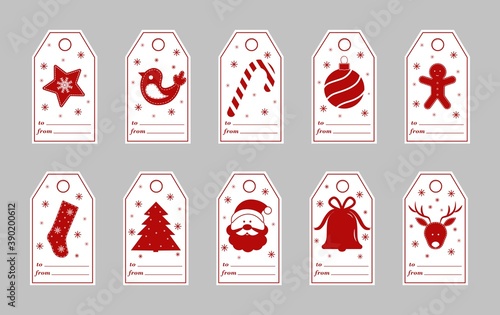 Set of christmas tags