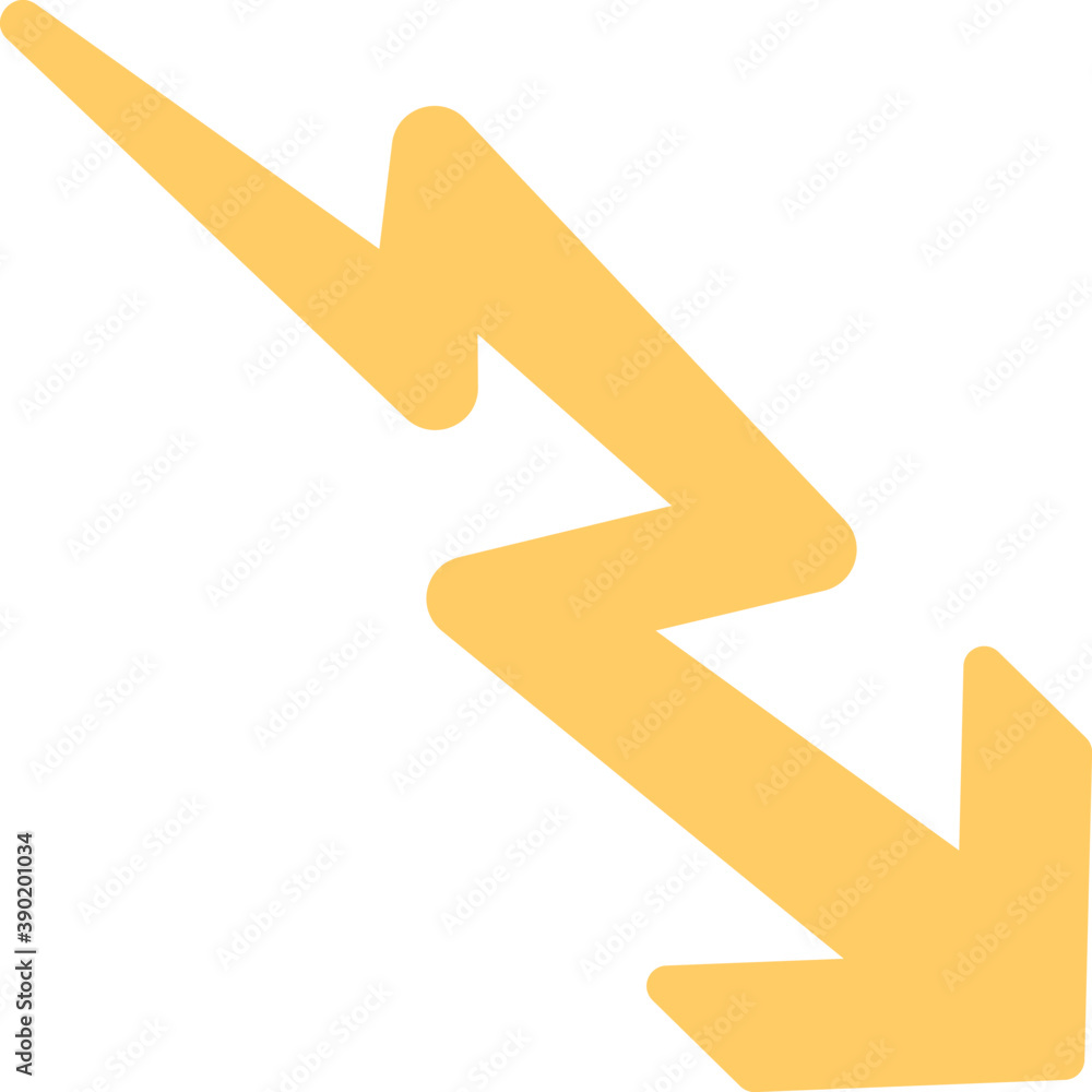 
Three dimensional zig zag arrow, falling arrow
