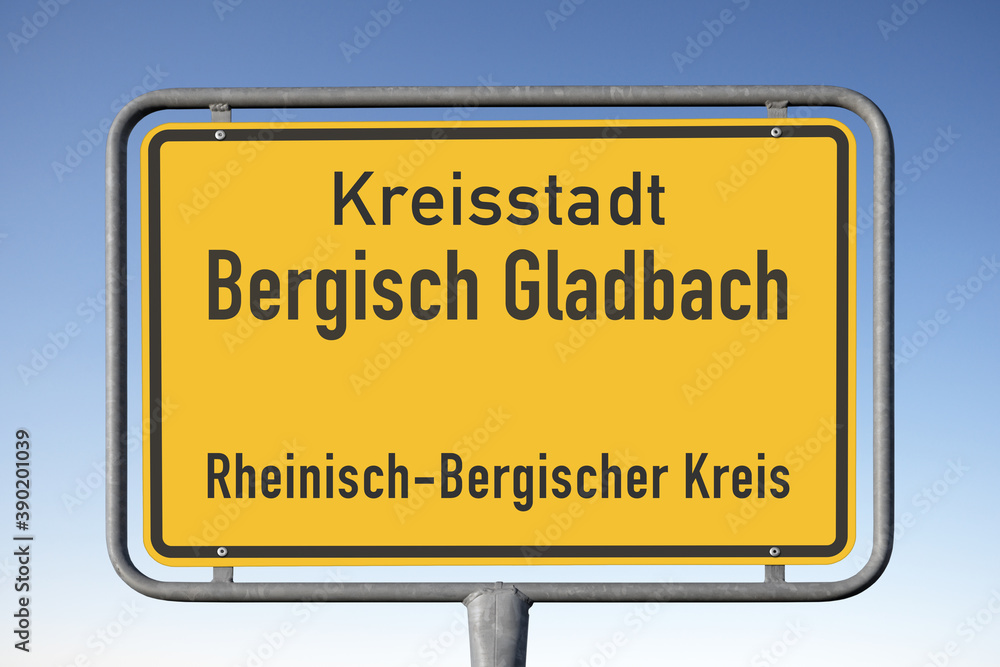 Kreisstadt, Bergisch Gladbach, Rheinisch-Bergischer Kreis, Ortstafel, (Symbolbild)