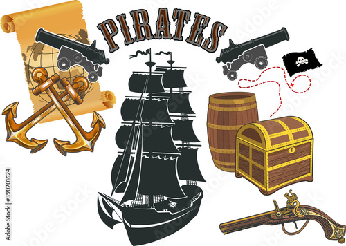 Sailing Pirate Ship with Sails