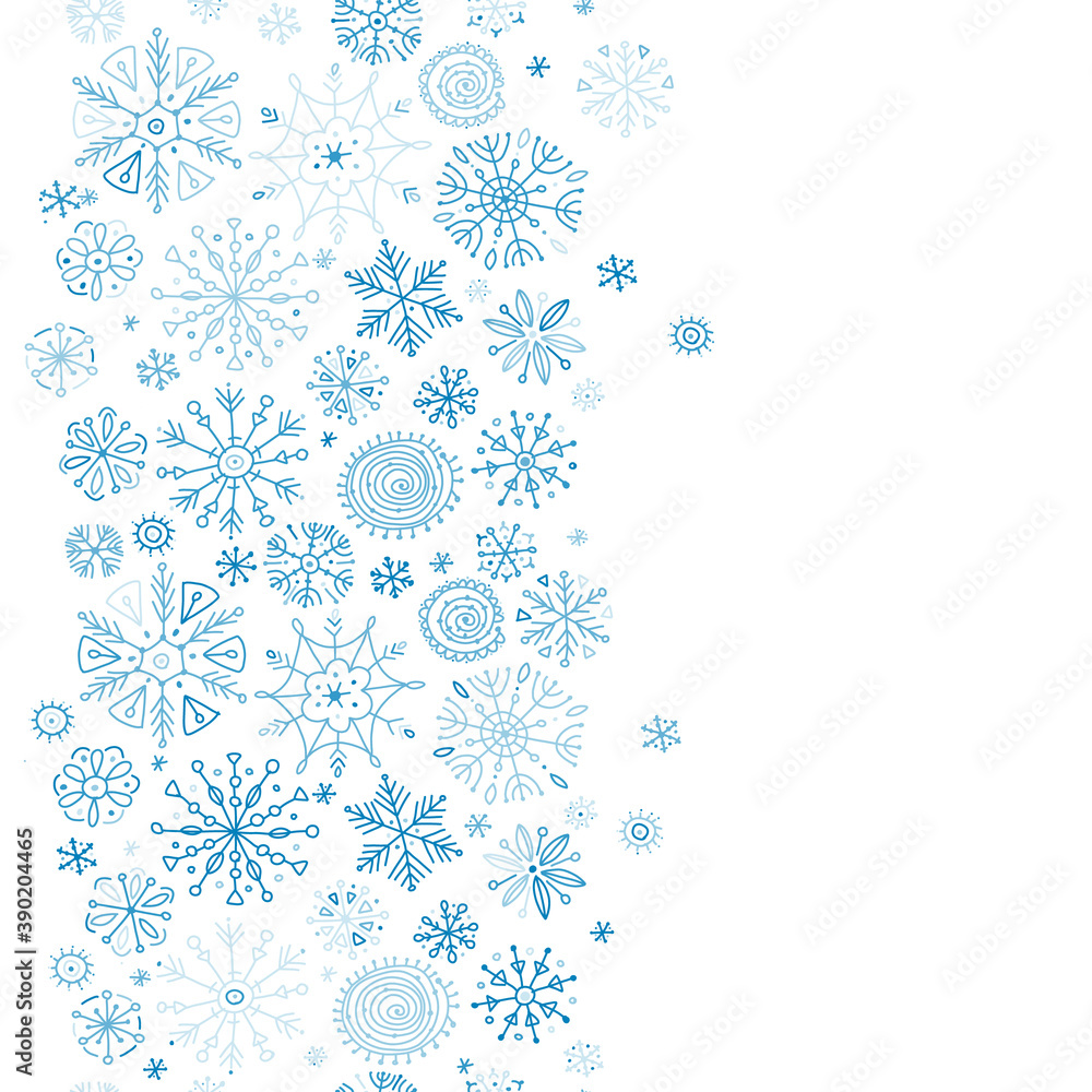 Hand drawn snowflakes, seamless pattern for your design.