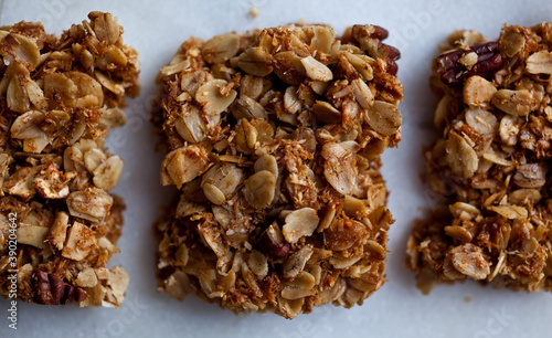 Close up of coconut granola bars photo