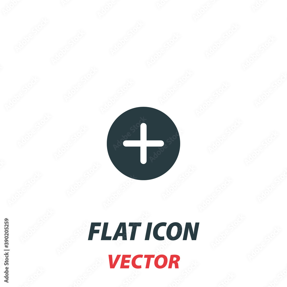 Add Plus icon in a flat style. Vector illustration pictogram on white background. Isolated symbol suitable for mobile concept, web apps, infographics, interface and apps design Add Plus icon in a flat style. Vector illustration pictogram on white background. Isolated symbol suitable for mobile concept, web apps, infographics, interface and apps design