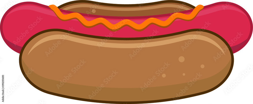 Hot Dog with Mustard Vector Illustration Hot Dog with Mustard Vector Illustration