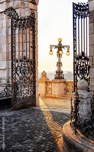 Gate of the Royal Palace in the morning in Budapest, Hungary
