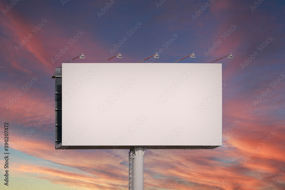 Blank billboard against blue sky - obrazy, fototapety, plakaty 
