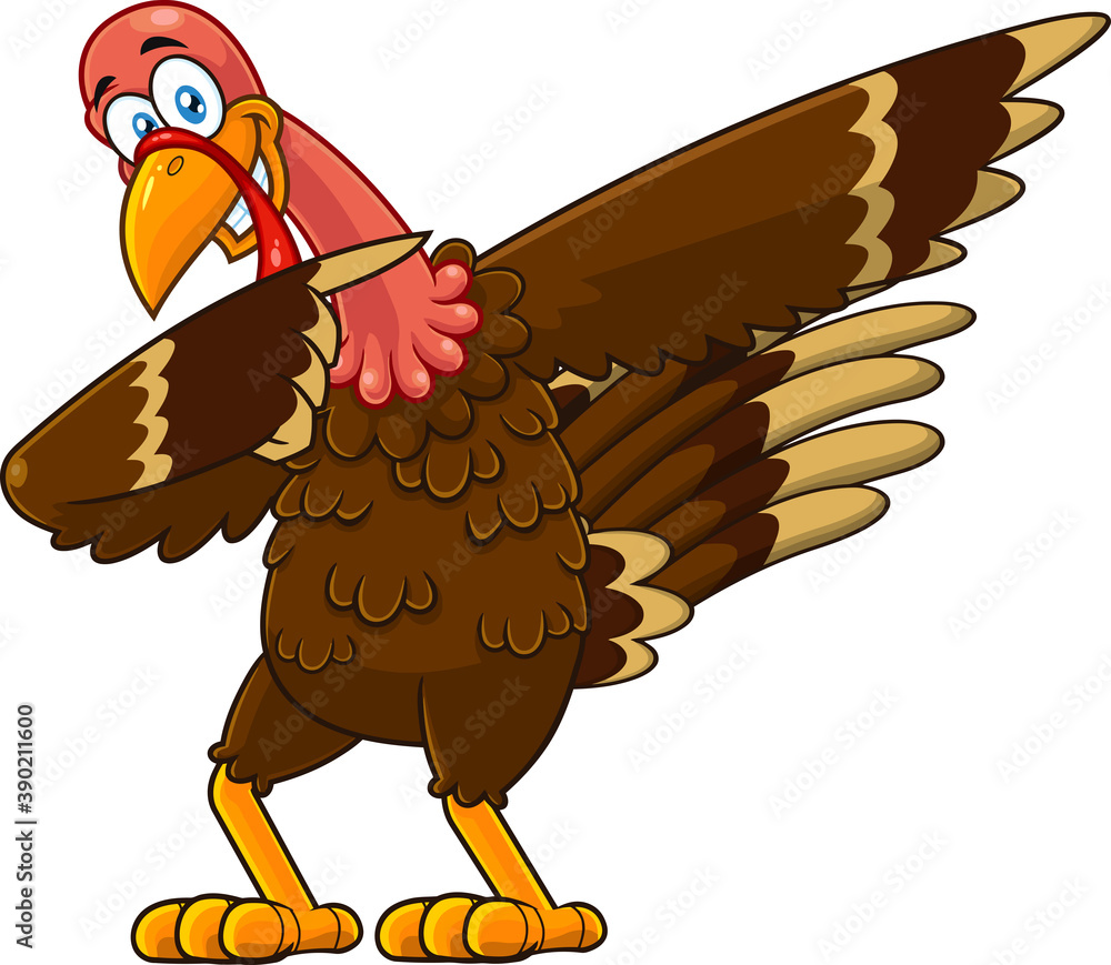 Turkey Bird Cartoon Character Dabbing. Vector Illustration Isolated On  White Background Stock Vector | Adobe Stock