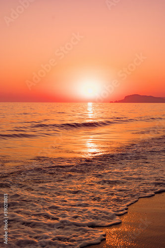 Seascape of beach and sea on the sunset in Turkey  Alanya