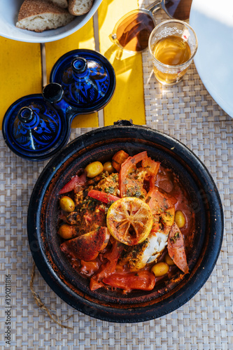 Traditional oriental meal with tea photo