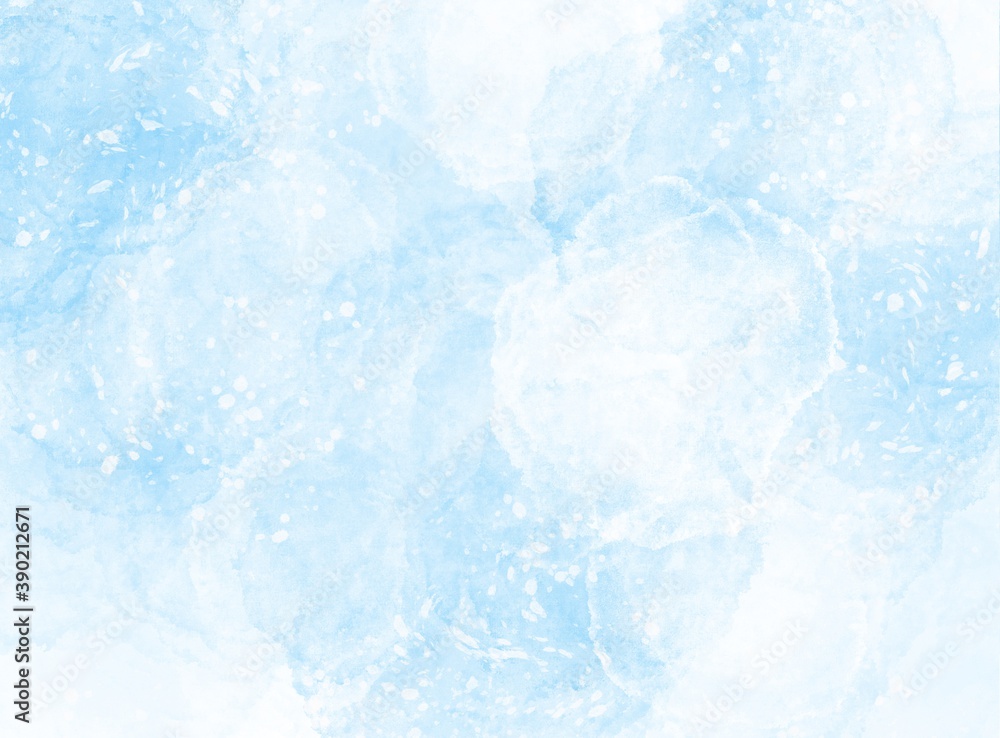 Winter snowy background, blue frozen surface with snow, vector illustration