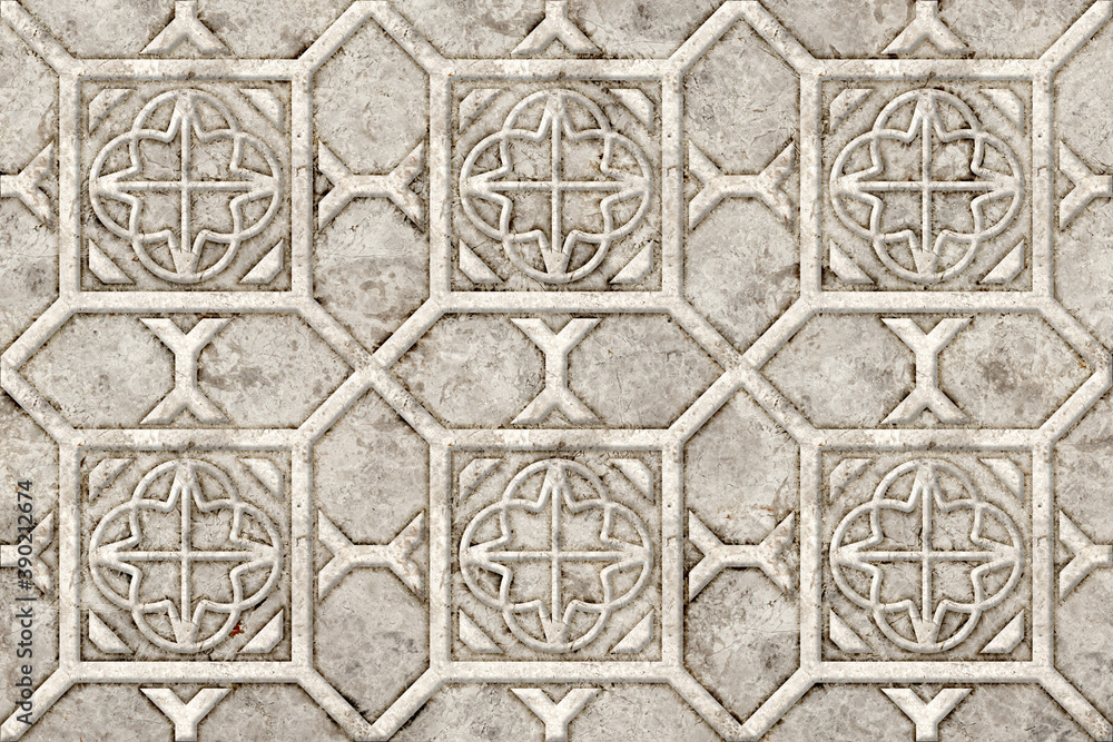 Wall Decor. Stone tiles with a relief pattern. Element for design. Background texture