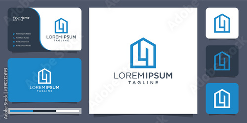 inspiration logo combination of letter L and letter N template.with business card.Premium vector