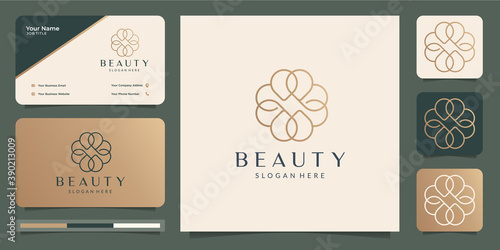 logo beauty minimalist flower.slim,nature,rose,vector,color,skin care,beauty. Premium vector
