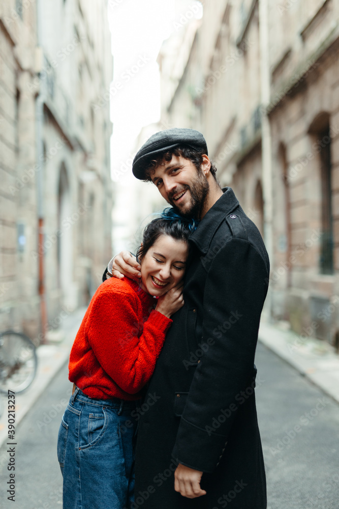 retro couple hugging retro couple hugging