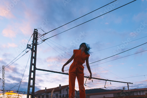 woman with orange diver.