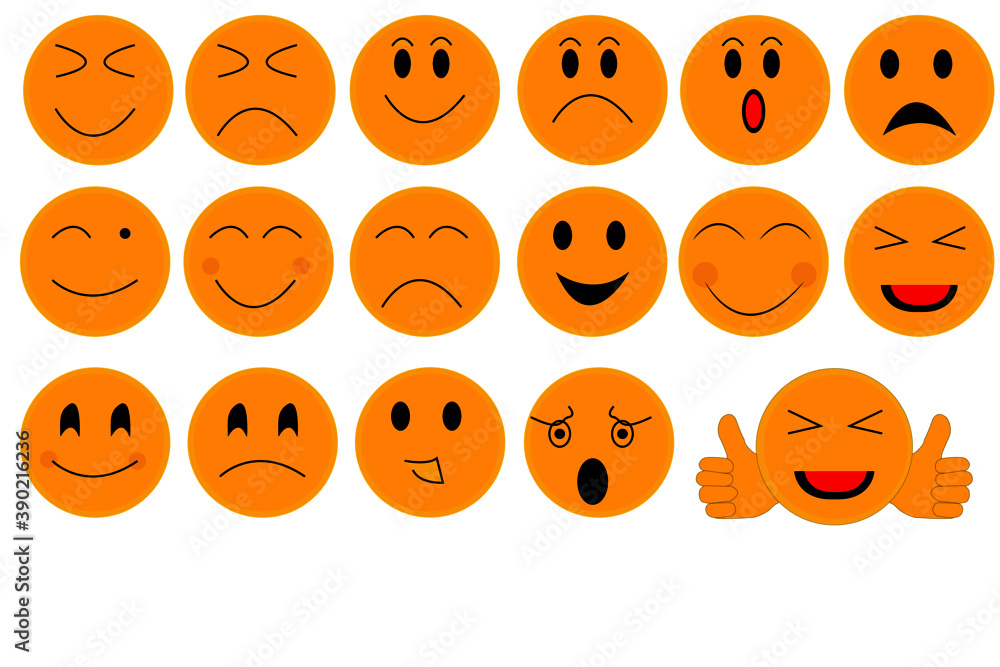 Yellow smileys emoticons vector set Yellow smileys emoticons vector set