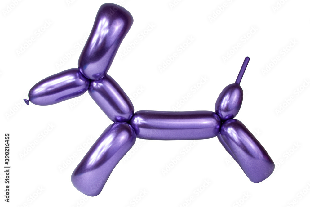 Violet bright balloon dog isolated on the white Violet bright balloon dog isolated on the white