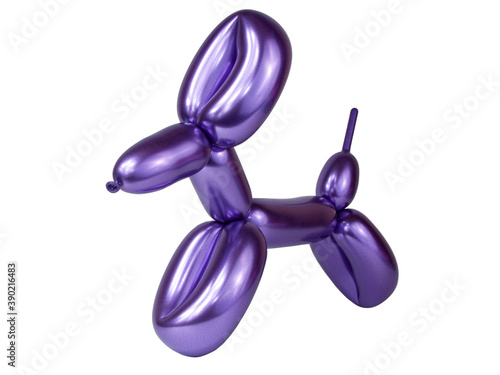 Violet bright balloon dog isolated on the white