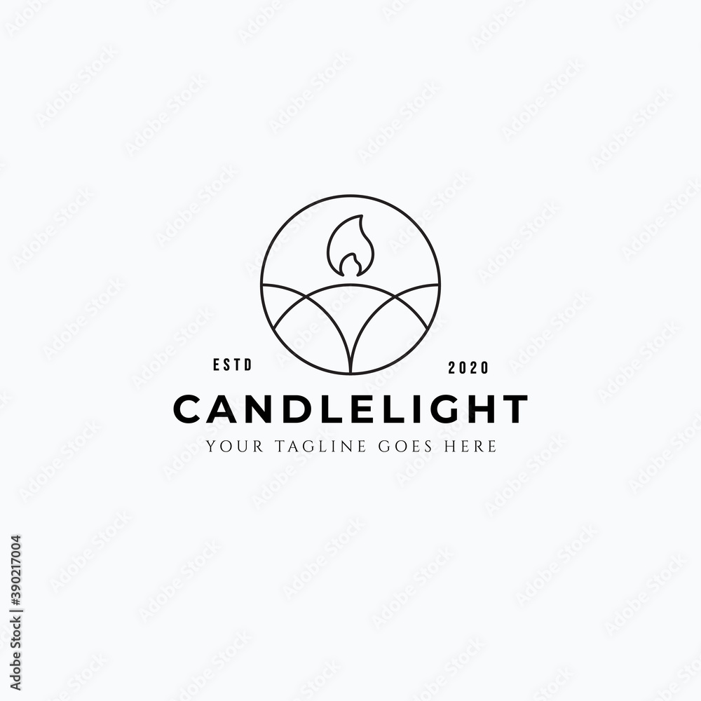 minimalist line art candle fit for aromatic spa logo vector illustration design minimalist line art candle fit for aromatic spa logo vector illustration design