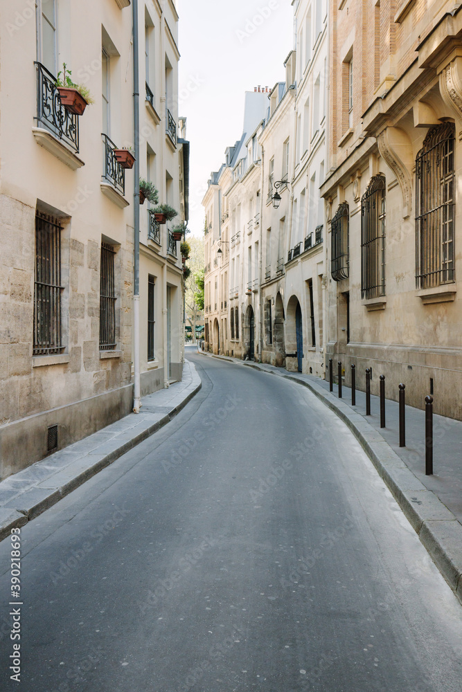 Empty street in Paris during lockdown Empty street in Paris during lockdown