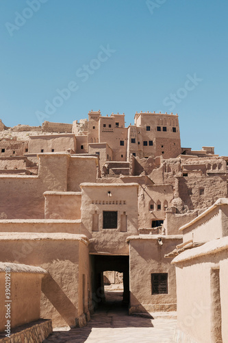 Old Moroccan town made of adobe photo