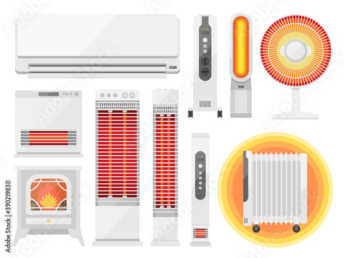 暖房器具のイラストセット