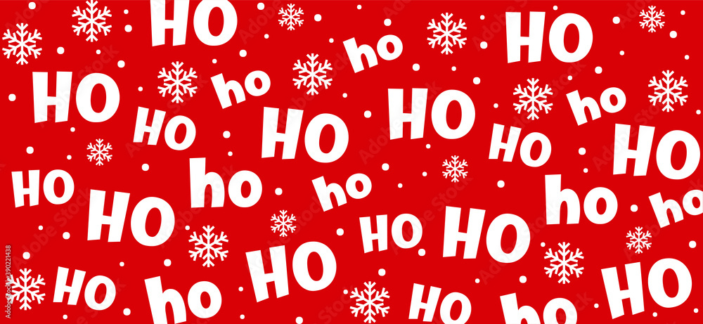 Saying ho ho ho, Merry Christmas text. Hohoho pattern, Santa Claus, Christmas, xmas design. New Year concept. HoHoHo. Santa suit with belt and buckle. Belly