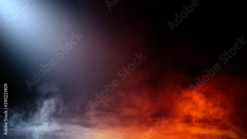 Mystery blue fog texture overlays for text or space. Smoke chemistry  mystery effect on isolated background. Stock illustration.