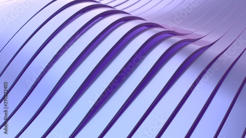 Abstract background with purple glossy wavy stripes. Abstract cut paper stripes. Modern background template for documents, reports and presentations. Sci-Fi Futuristic. 3d rendering © MIKHAIL
