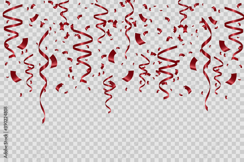 Red confetti isolated. Festive background. Vector illustration