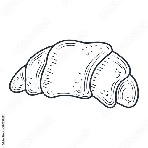 baked croissant icon sketch isolated on white