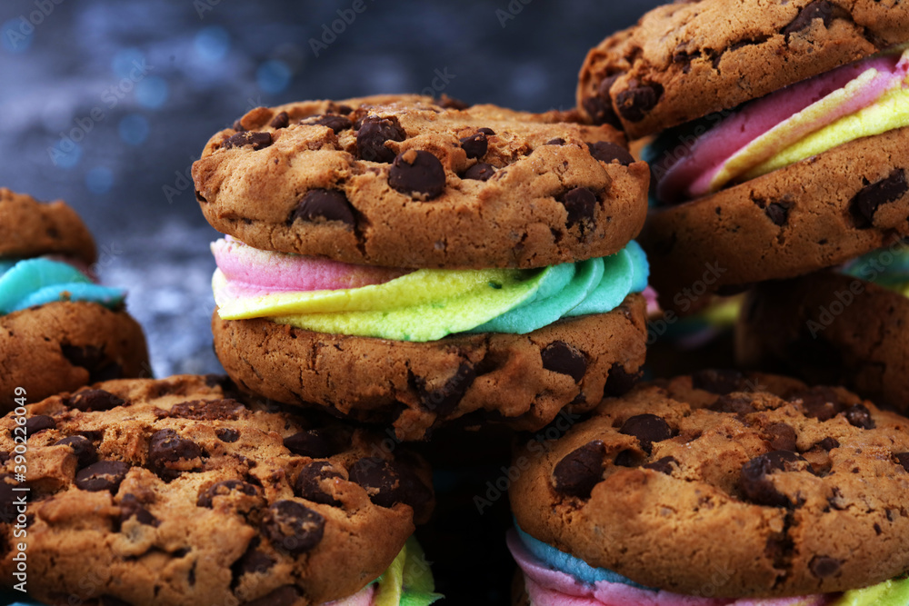 ice cream sandwiches with strawberry and chocolate. Chocolate Chip Cookie Ice Cream Sandwich ice cream sandwiches with strawberry and chocolate. Chocolate Chip Cookie Ice Cream Sandwich