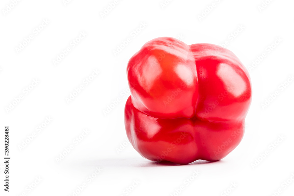 studio lighting. red sweet pepper on a white background, casts a soft shadow. Close-up. studio lighting. red sweet pepper on a white background, casts a soft shadow. Close-up.
