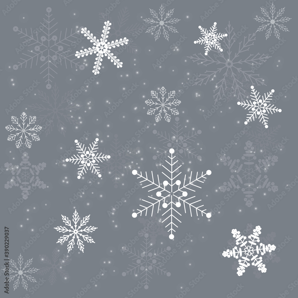 Fototapeta premium Snowflake pattern seamless. Festive Christmas and New Year background.