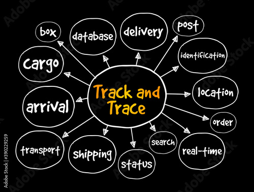 Track and trace mind map, business concept for presentations and reports photo