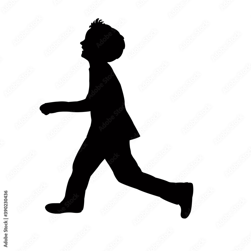 boy running body silhouette vector