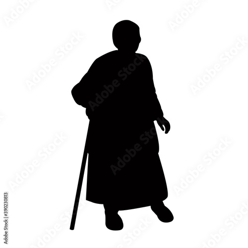 an old woman body silhouette vector photo