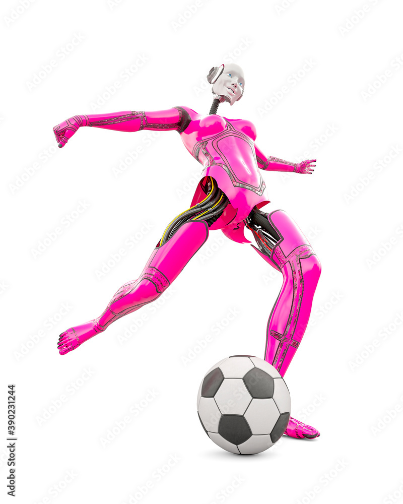 cyborg girl doing is playing football cyborg girl doing is playing football