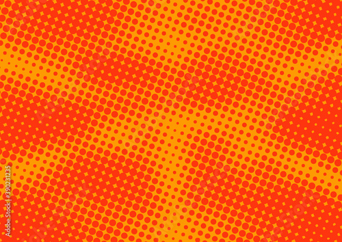 Orange with red pop art background in retro comic style with halftone effect, vector illustration