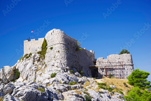 Stari Grad Fortica, the ruins of pirate fortress above the town of Omis, Croatia