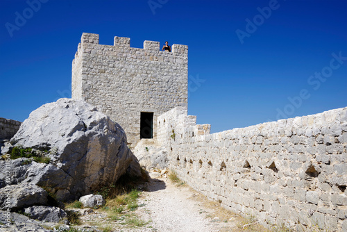 Stari Grad Fortica, the ruins of pirate fortress above the town of Omis, Croatia