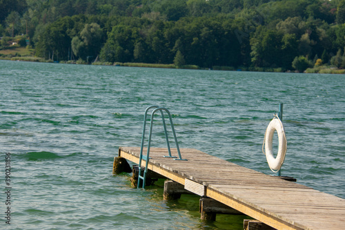 pier in the water at Grosser Muggelsee Markische Schweiz Buckow Brandenburg Germany photo