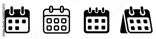 Calendar icons set. Weekly calendar icon. Outline and flat style. Calendar symbol for apps and websites - stock vector.