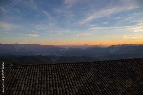 Panorama of a sunset seen from a castle