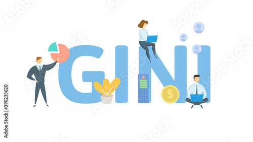 GINI, Gateway Interface for Network Initialization. Concept with keyword, people and icons. Flat vector illustration. Isolated on white background.