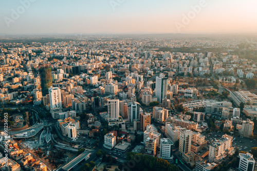 Aerial shot of the city of Nicosia in Cyprus photo