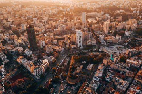 Aerial shot of the city of Nicosia in Cyprus photo