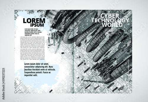 Brochure, ebook or presentation mockup ready for use, vector illustration easy to editable